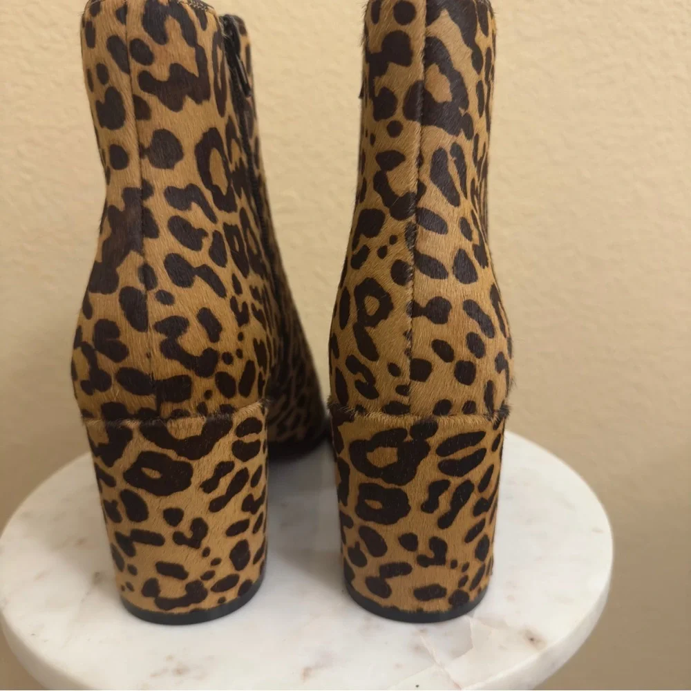 NEW Women STEVE MADDEN Jozie Leopard Print upper fur leather ankle bootie Sz 8.5